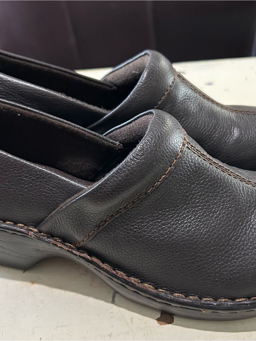 Thom McCan Womens Brown Leather Clogs Size 9 W Excellent Casual Workwear Career